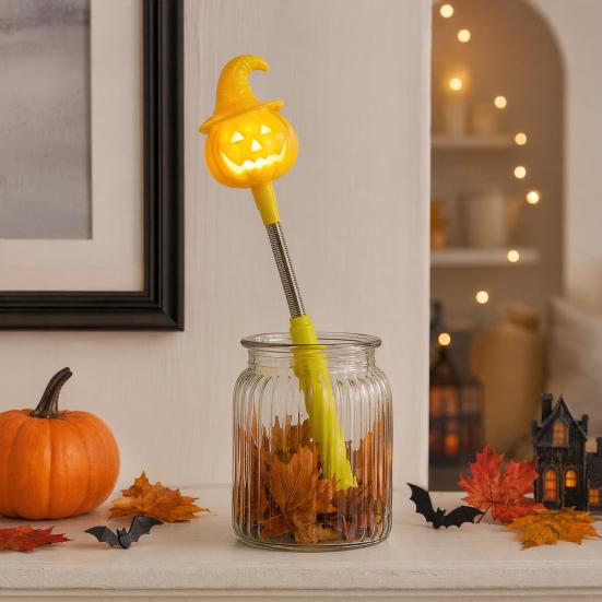 Ghost Light Decoration Halloween Party LED Glow Stick for Kids, Spooky Pumpkin Kids Safe Lighted Up Rod with Spring Holiday Favors