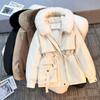 Women's Winter Parka Coat Large Fur Collar Fashion Versatile Fleece Lined All-In-One Warm Jacket Thick Outerwear