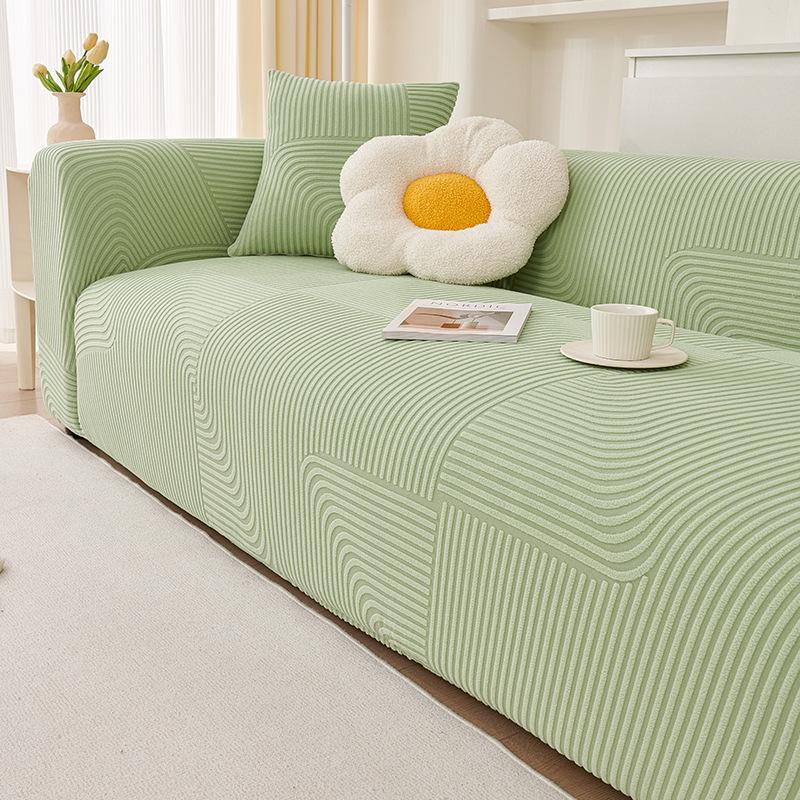 All-season Universal All Inclusive Sofa Cover Solid Color Cream Style Elastic Non Slip Sofa Cover High Elastic Machine Washable Sofa Cover