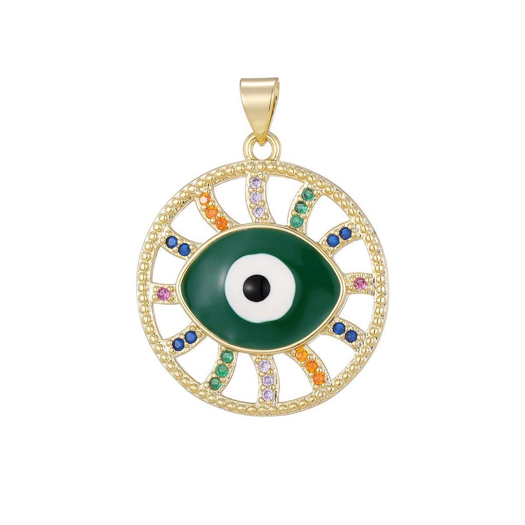 Colorful Evil Eye Pendant Necklace with Rhinestone Inlay - European & American Fashion Lucky Charm