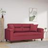 VidaXL 2-seater Sofa with Pillows Burgundy 140 Cm Faux Leather, Sofa, Loveseat, Living Room Sofa, Sofas, Sofa 3200991