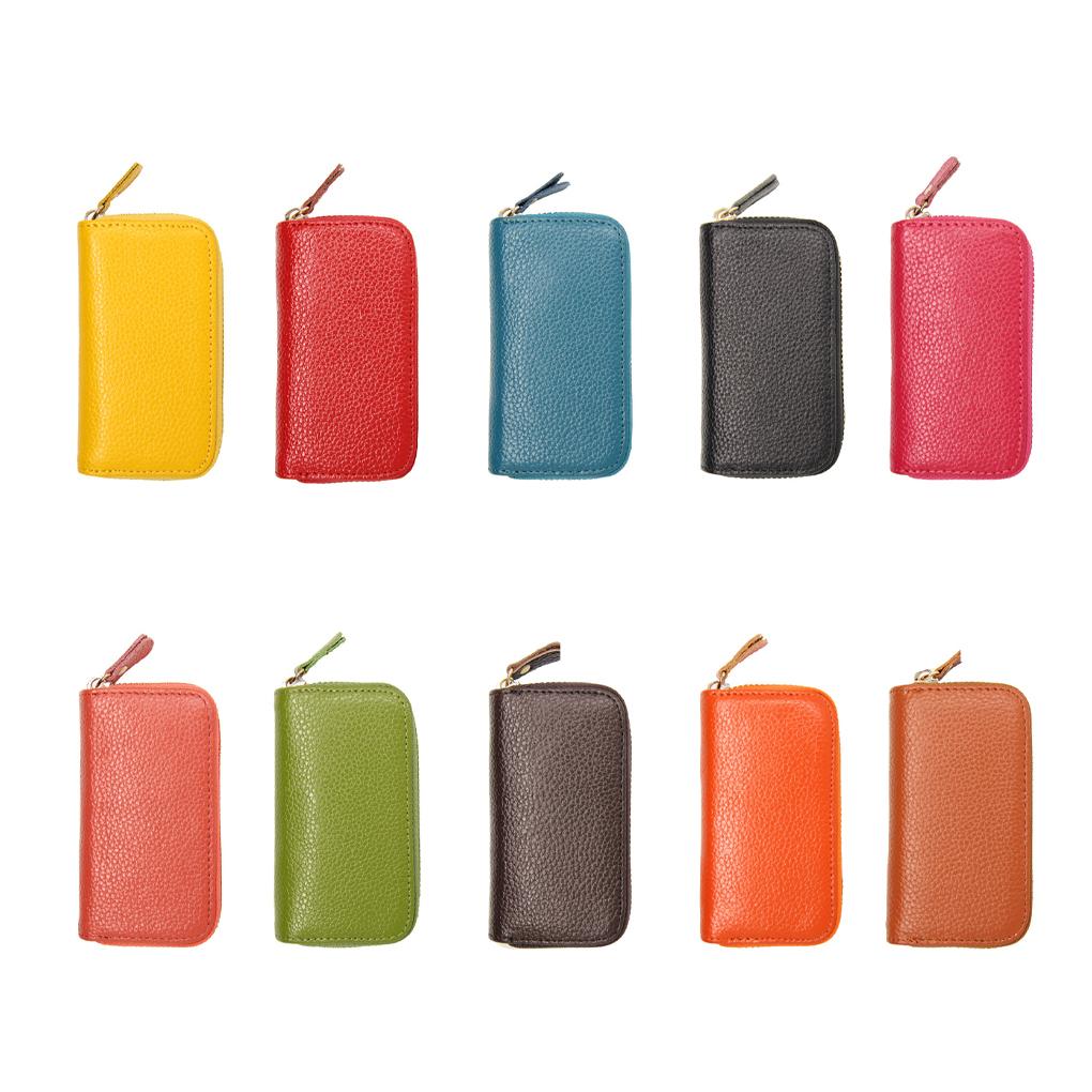 Leather Key Case Card Holder Zipper Purse Universal Holder Organizer Vintage Premium Multifunctional Unisex Purses