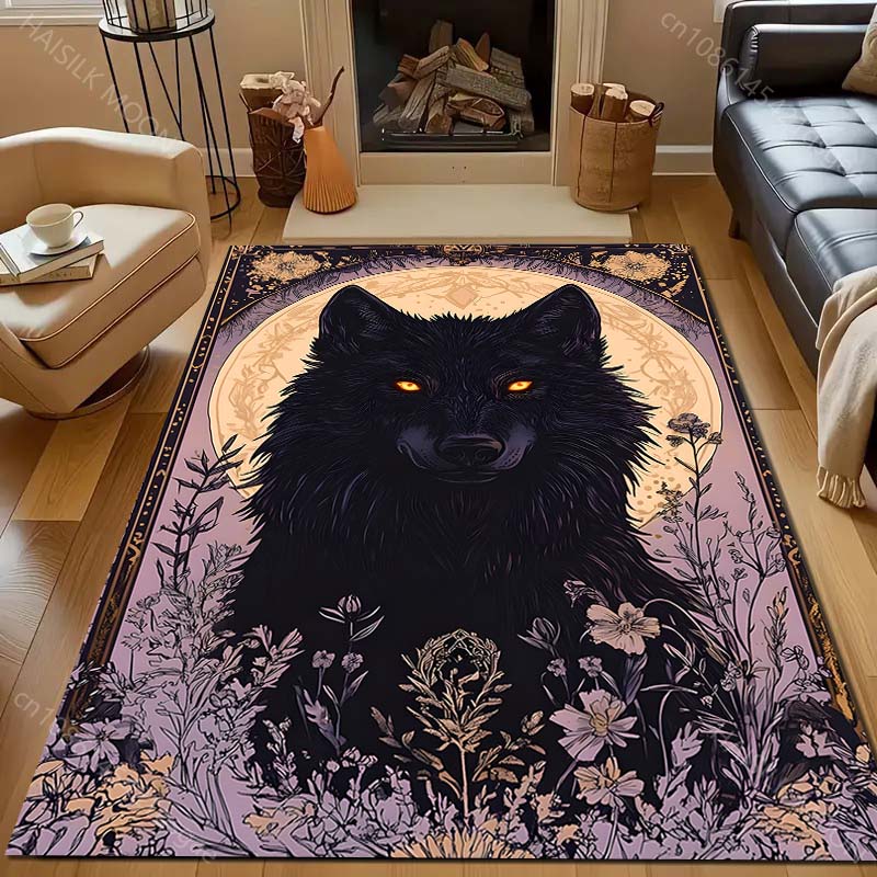 1PC Wolf Mythical Painting Carpet for Living Room Bedroom Sofa Doormat Decor Area Rug Non-slip Floor Mat Machine Washable
