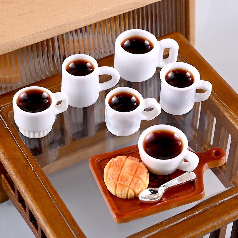 1 Set 1:12 Dollhouse Miniature Accessories Resin Coffee Drink Cup Model Simulation Water Cup Toy Doll House Decoration