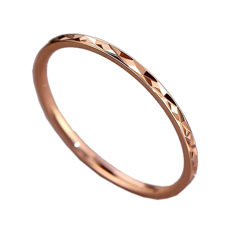 Inel Simplu Stil Coreean din Oțel Titan cu Model Floral cu Diamante pentru Femei - Inel de Cuplu la Modă