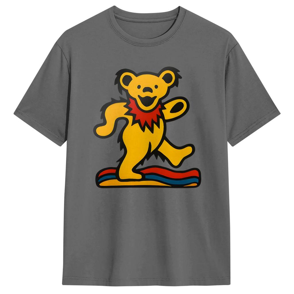 Oversized T Shirt Summer Gratefuls Deads Yellow Dancing Bear Hippie T Shirts Cotton Tshirt Unisexs Y2K Retro Short Sleeve Clothes