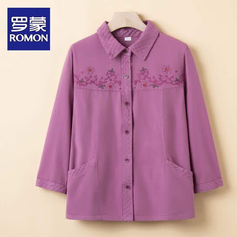 ROMON Women s Pure Cotton Plaid Blouse XL