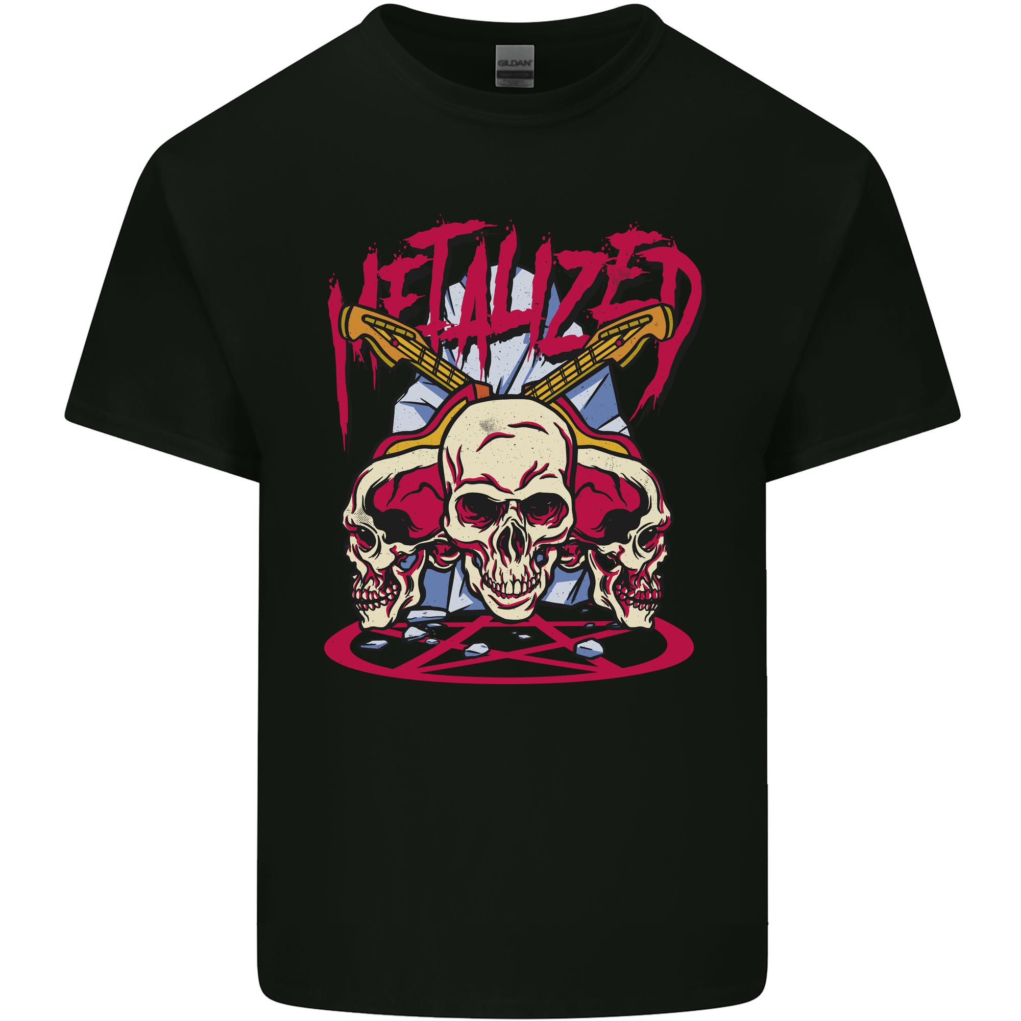 Metalized Heavy Metal Demonic Skulls Death Unisexs Light Cotton TShirt S