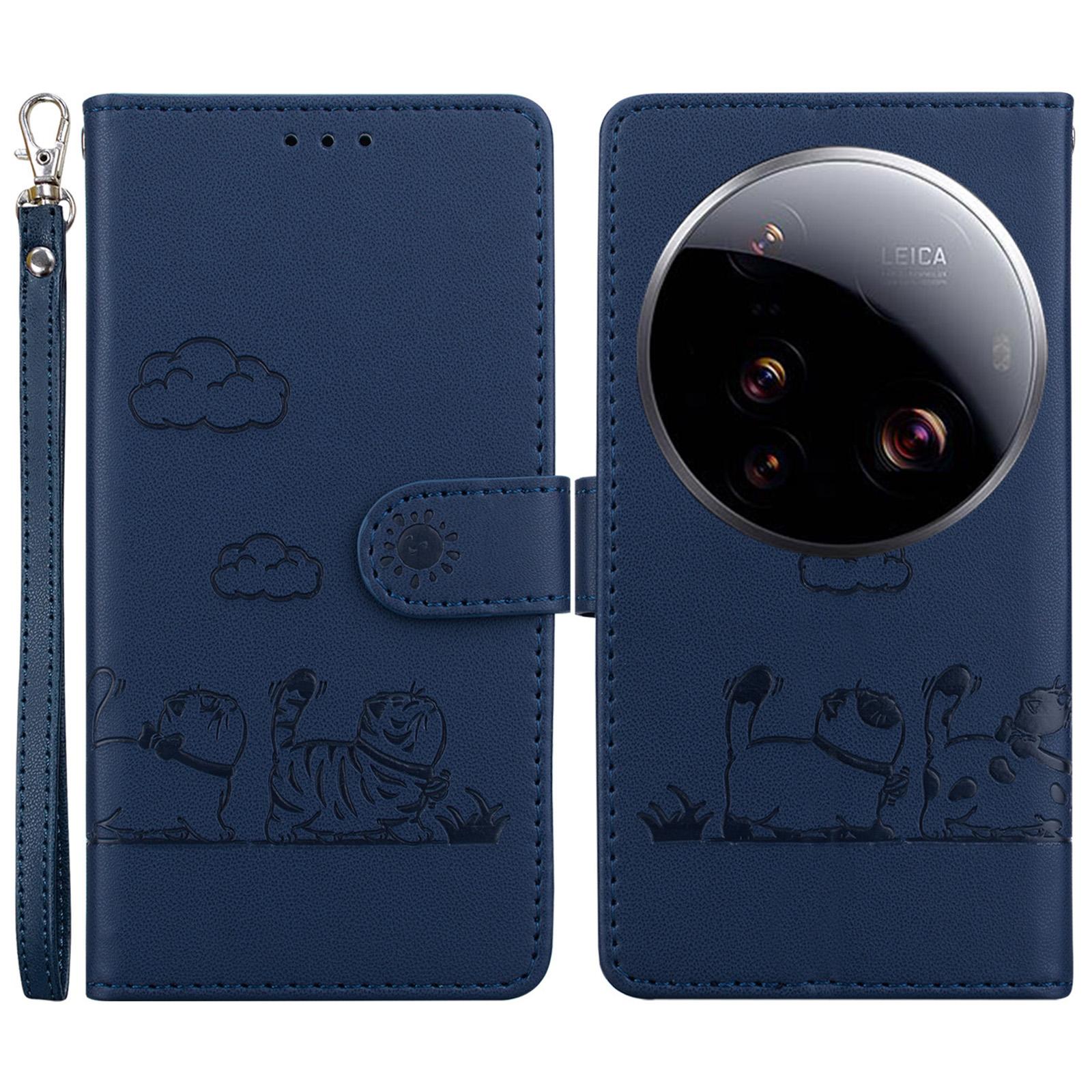 

For Xiaomi 15 Ultra Case RFID Blocking Kitten Pattern TPU+PU Leather Phone Cover Blue