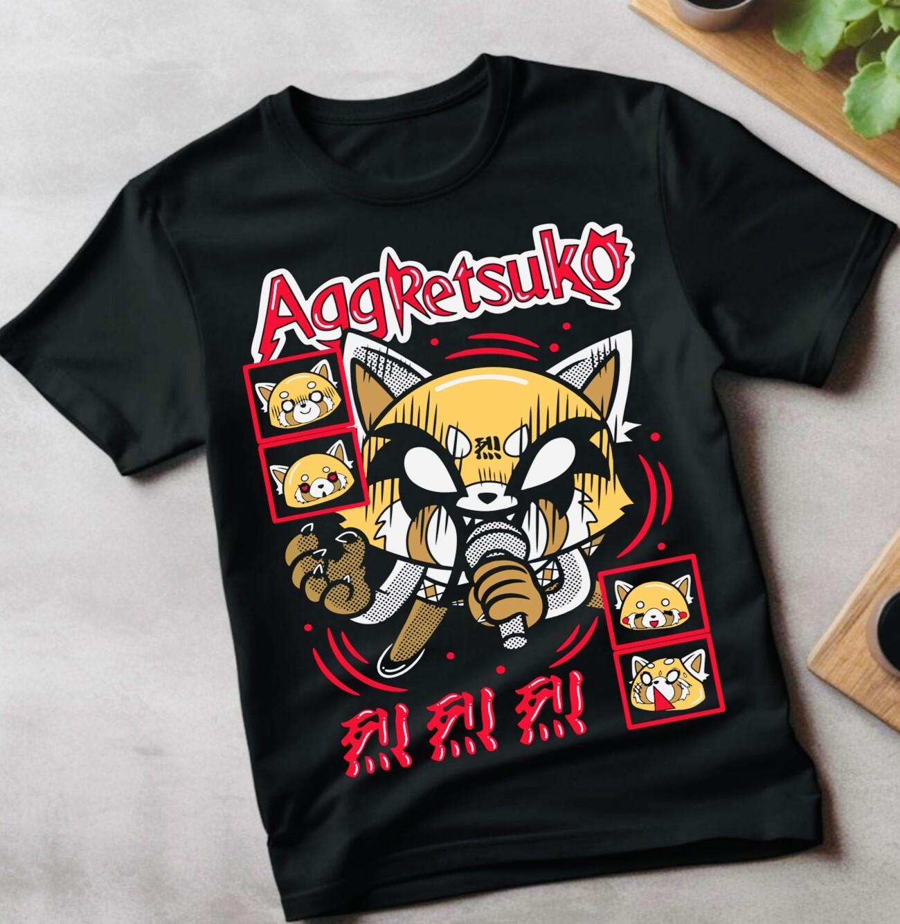 Aggretsuko T-Shirt Mens Womens Tees Top Aggressive Retsuko Kawaii Waifu Girl Anime Shirt Tee All Size S