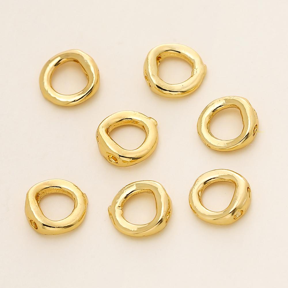 10/20pcs 14/18K Gold Plated Brass End Bead Tip Double Hole Connector Rings for DIY Jewelry Bracelet Necklace Making Supplies