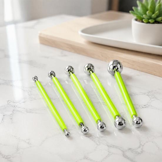 Art Craft Shaping Supplies 4Pcs Polymer Clay Tool Set, Sculpting Stick with Stainless Steel Ball Rods Ball, 4 Size DIY Fondant Pottery Modeling Tools