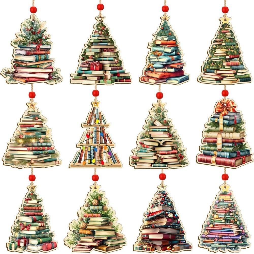 

24pcs/set Creative Colorful Christmas Tree Ornament DIY Handmade Merry Christmas Present Happy New Year Xmas Hanging Tags