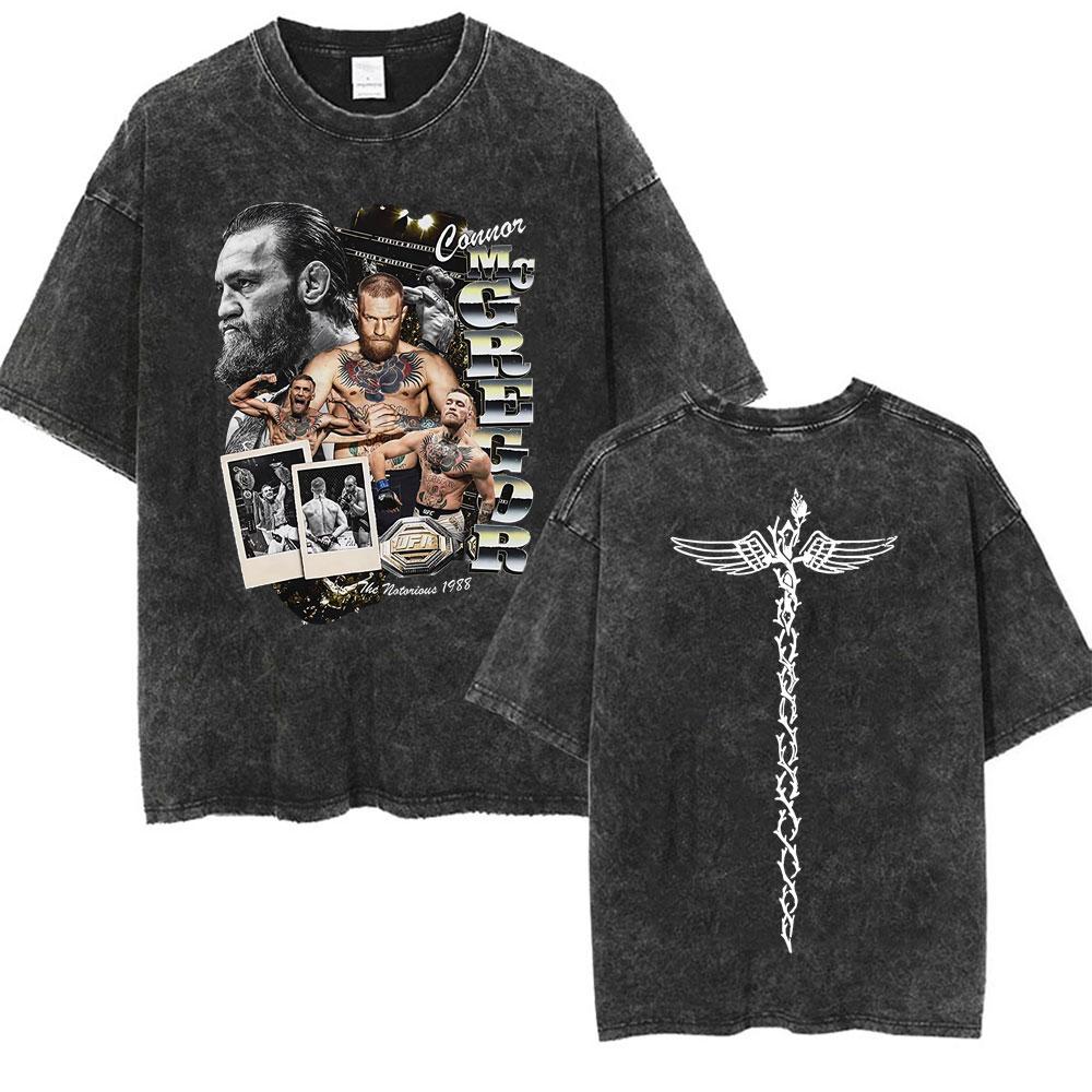 Benber vintage style Conor Mcgregor The Notorious Gewassen Vintage T-shirts Mannen Vrouwen Mode Geweld Esthetische T-shirts Zomer Tops Oversized T-shirt M