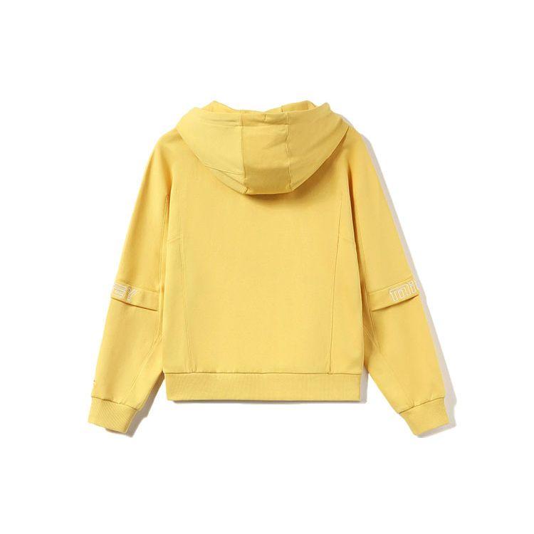 Li Ning X Disney Collaboration Sports Fashion Series Mickey Print Loose Pullover Hoodie Women hoodies Milk-Candy-Yellow AWDR328-2