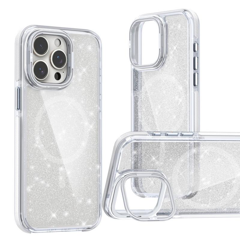 Suport pentru cameră cu sclipici colorat Husă pentru telefon pentru iPhone 15 Plus 14 Pro Max 13 12 Pro 11 Protecție lentilă magnetică moale, transparentă, rezistentă la șocuri pentru husă MagSafe