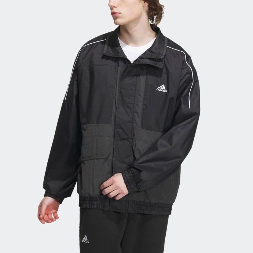 adidas Warding Übergroße Passform Gewebte Reißverschlussjacke Schwarz Unisex IK7326