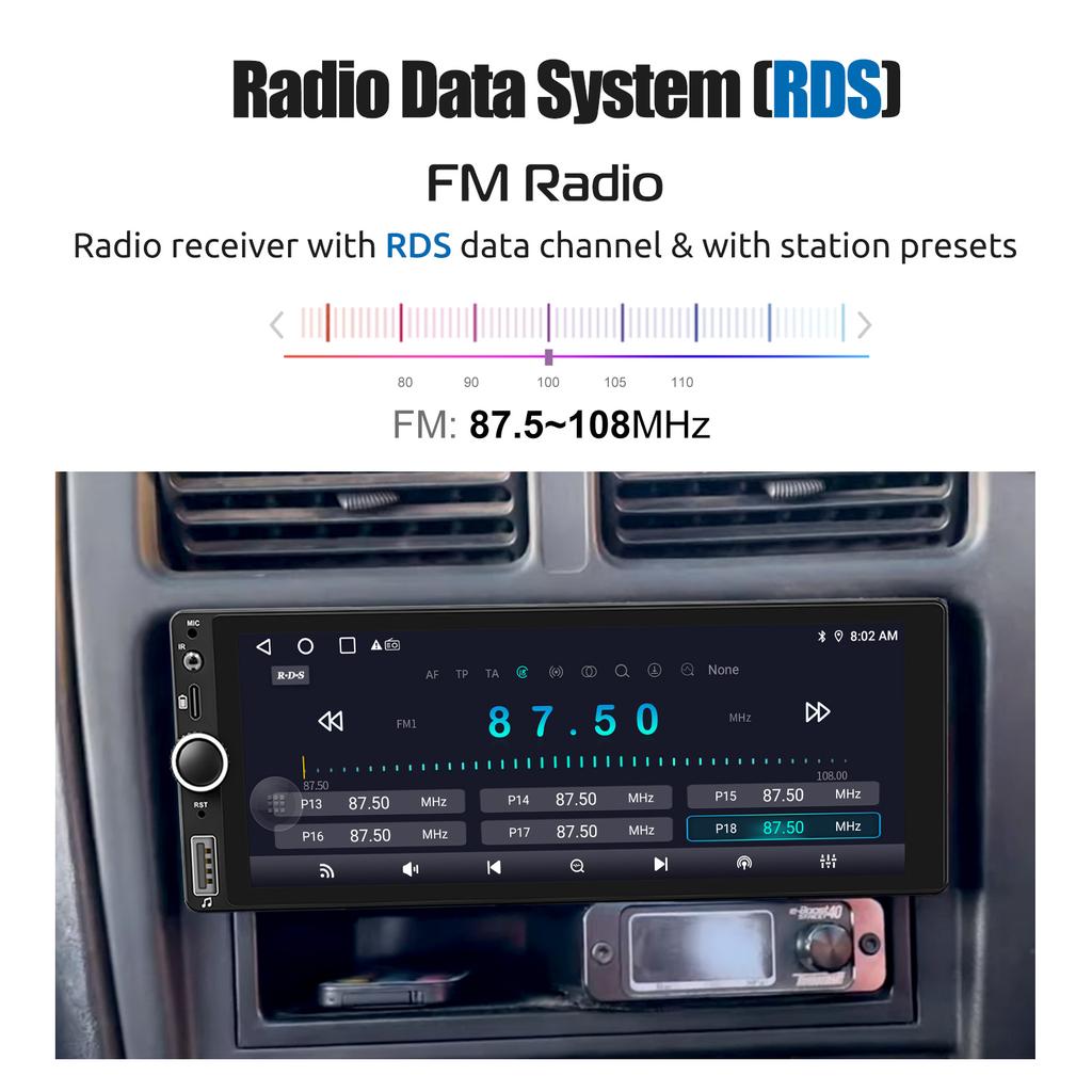 2026 New 6.86" Android 14 1 DIN 4+64G Car Stereo Radio Carplay Android Auto 1DIN GPS NAV Wifi BT RDS WIFI BT USB Type-C Universal Large screen dashcam