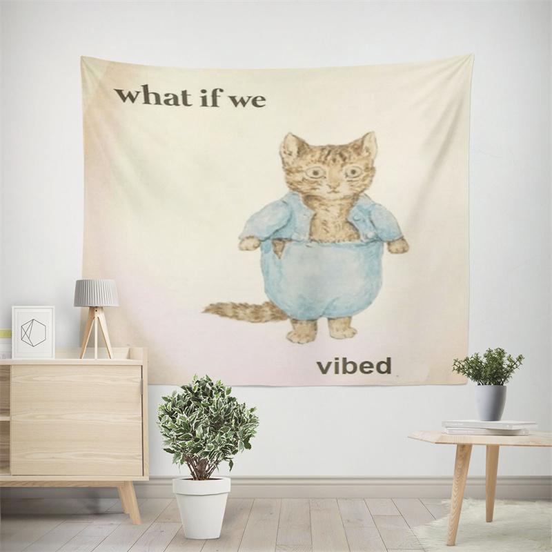 

Aertemisi What If We Vibed Cat Funny Meme Tapestry Wall Hanging Art for Bedroom Living Room Decor Party Backdrop 74x94cm(29x37in)