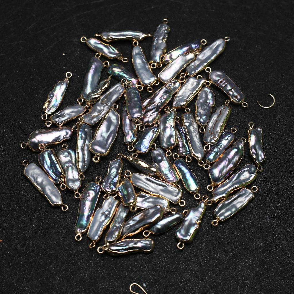 1 buc, Conector Baroc Perlă Artificială, Farmece Conector Pandantiv Dreptunghiular Irregular Negru Stil Diablo pentru Confecționare Bijuterii DIY Femei Meșteșug 10×25mm