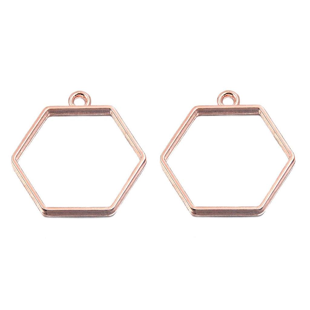 Rose Gold Geometric Heart & Moon Epoxy Keychain Pendants - 17 Designs