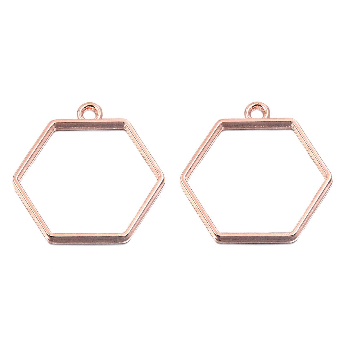Rose Gold Geometric Alloy Pendants: 17 Styles of Heart, Rhombus, Water Drop with Hollow Design 1 piece Rose Gold
