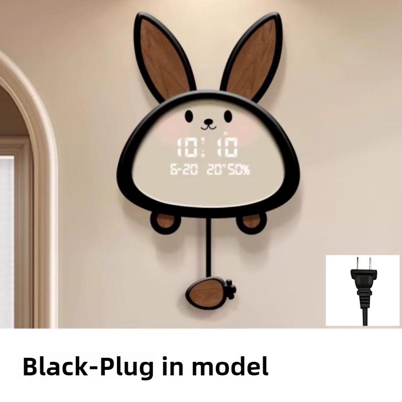 

Electronic Calendar Wall Clock Living Room Modern Clock Cartoon Rabbit Silent Digital Wall Watch Interior Home Decoration 38x60CM