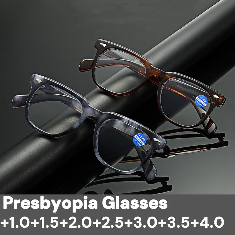 New Square Frame Reading Glasses Retro Printing Glasses Frame Men Women High-definition Presbyopia Glasses Farsighted Eyewear