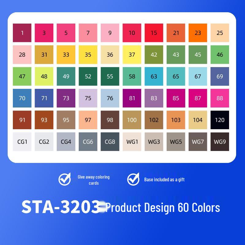 Sta 3203 Double-Ended Quick-Drying Oil-Based Marker Pen Set for Student Art & Indoor Design
