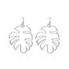 Ethnic Style Retro Hollow Leaf Stud Earrings - Banana Leaf Design for Women