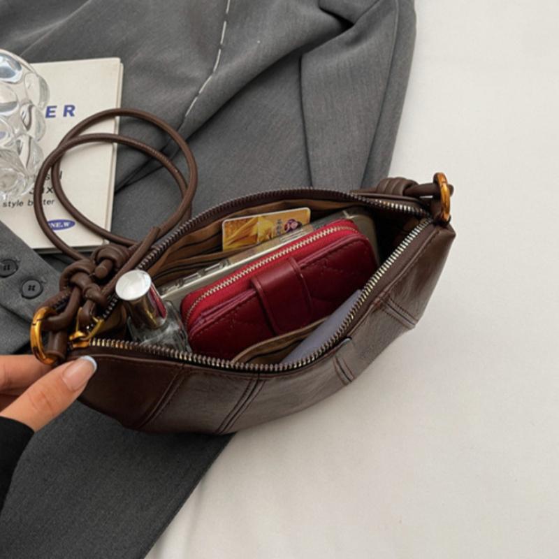 Personalized Croissant Shoulder Bag Vintage PU Leather Dumpling Crossbody Bag Designer Texture Versatile Lady Handbags And Purse