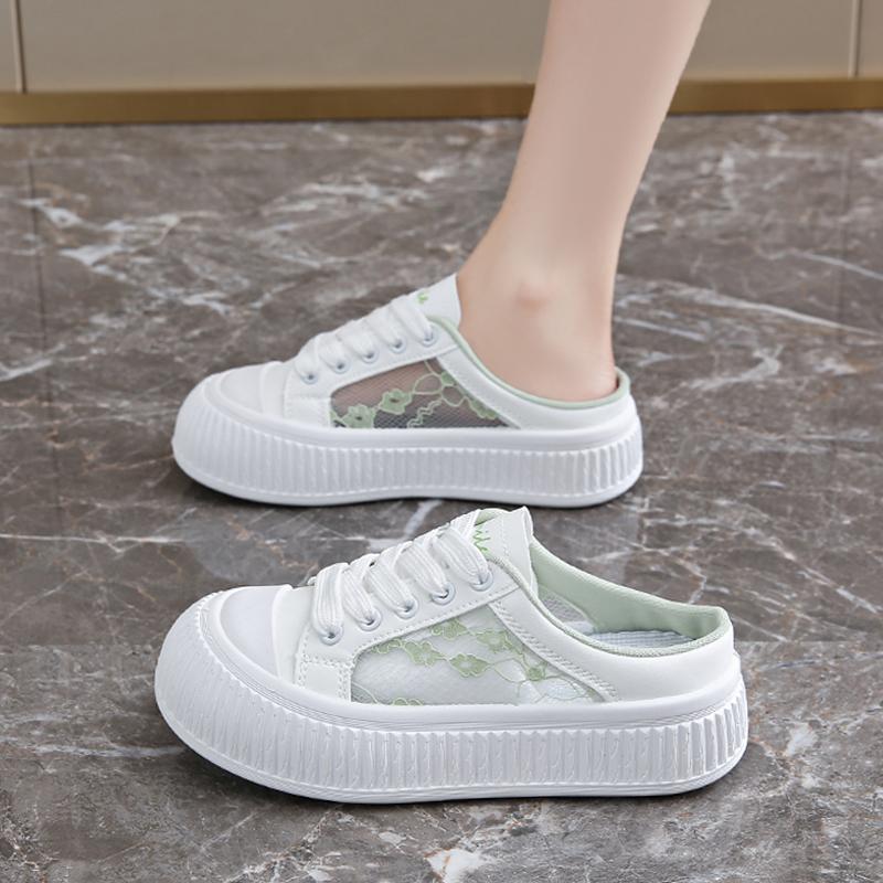 CRLAYDK Women's Slip On Mules Mesh House Slippers Ladies Comfortable Backless Slide Walking Summer Loafers Casual Flats Shoes