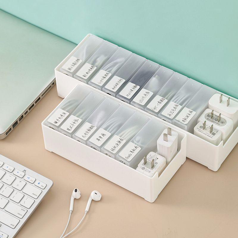 Data Cable Storage Box: Desktop Organizer for Power Cords & Mobile Charging Cables with Drawer Compartments
