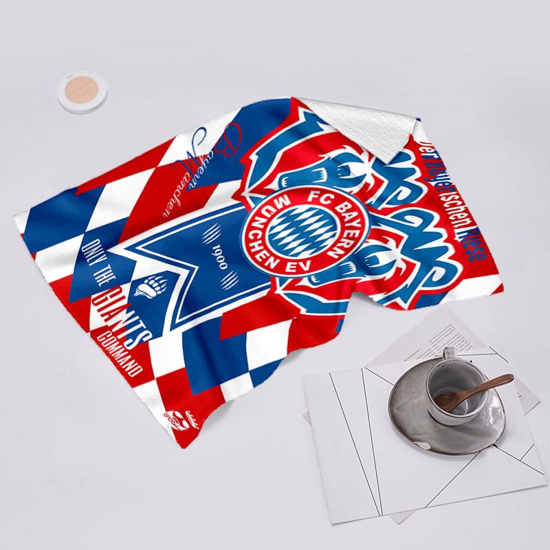 proof beach towel with FC Bayern München logo pattern - soft,absorbent,quick-drying,machine washable - perfect for swimming,camping,bathing