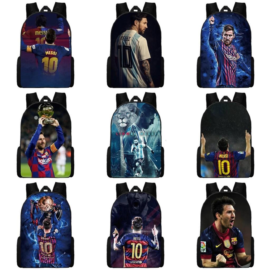 2024 New Mbappe Messi Ronaldo Neymar Football Print Backpack Lunch Bag Pencil Case Set Durable Polyester Cute Geometric Design
