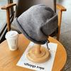 Pullover hat Girls drawstring curling lazy wind stacking hat Baotou hat solid color knitted hat
