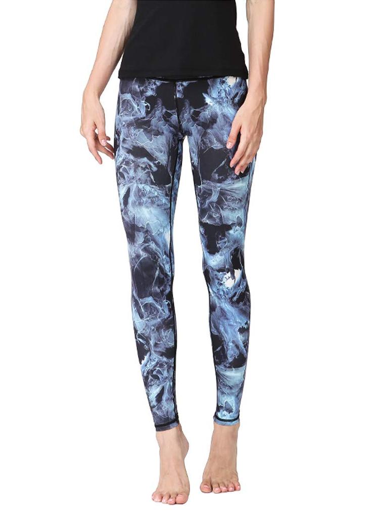 Ashley Yoga Cropped Smoke Print Leggings Women's Pants, Moisture-Wicking, Quick-Drying, Stretch, Length, (03#) YG158,M