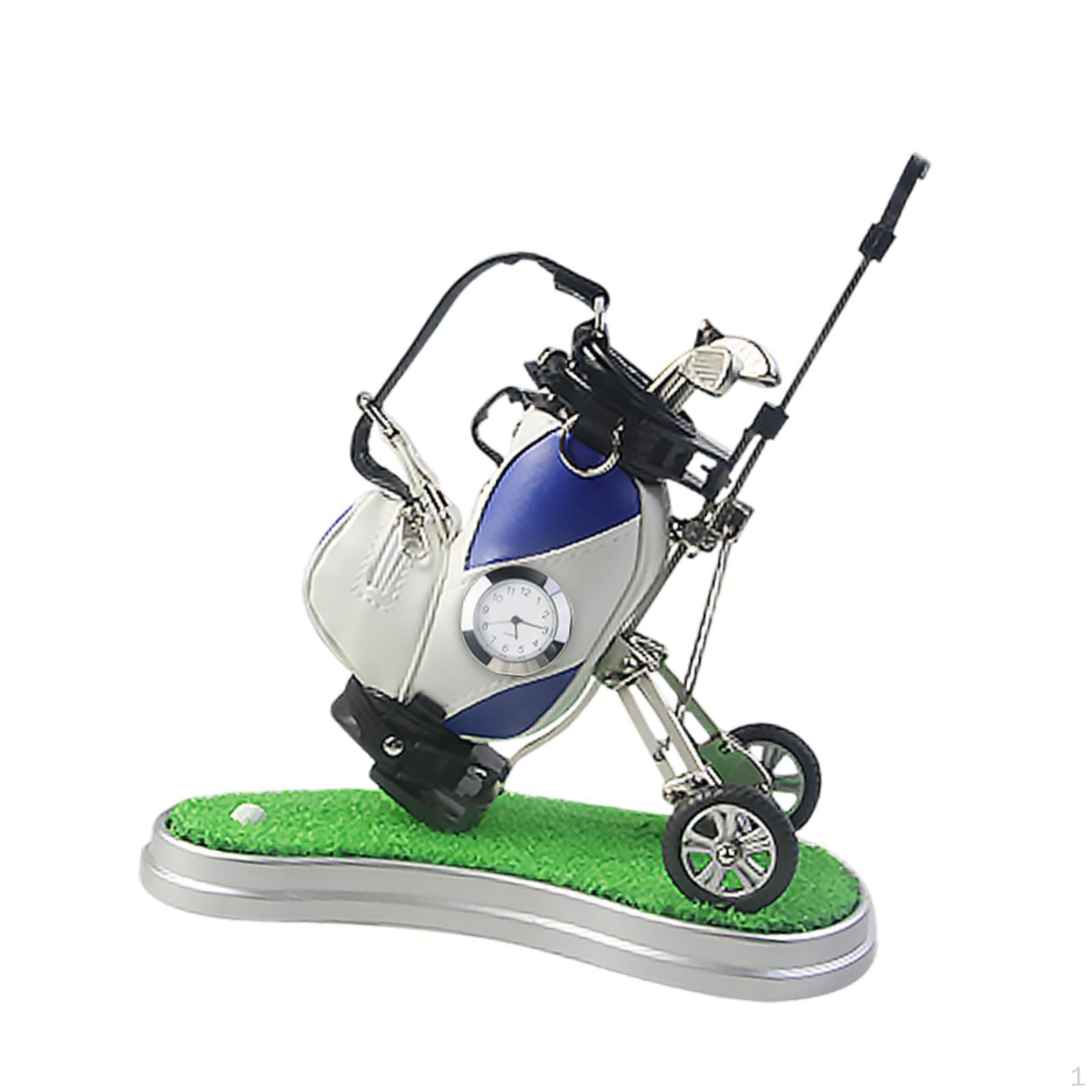 

Міні сумка для гольфу підставка для ручок настільна прикраса книжкова полиця дисплей хлопець дизайн годинника Blue White