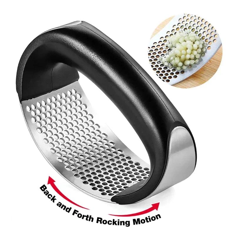 Garlic Press Manual Garlic Crusher Chopper Stainless Steel Hand Press Garlic Grater Peeler Peeling Tools Kitchen Accessories