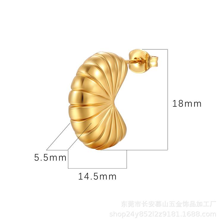 18K Gold Titanium Steel Earrings Women's Geometric Stainless Steel Irregular Versatile Earrings