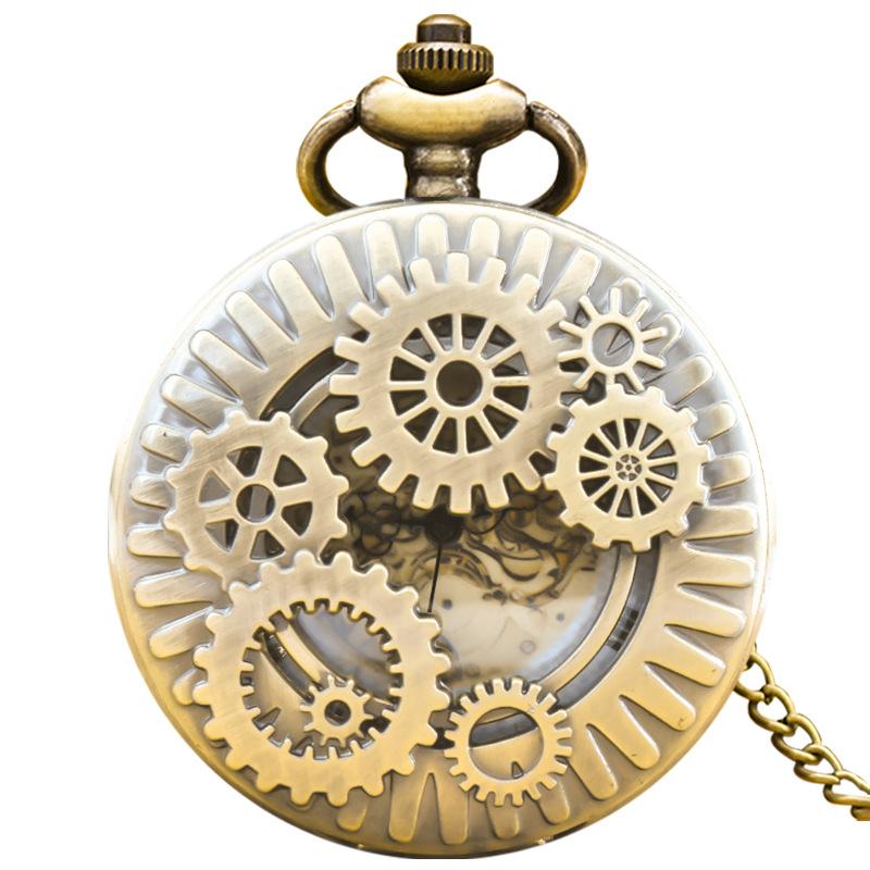 Stary Mosiężny Steampunkowy Pusty Kwarcowy Zegarek Kieszonkowy Naszyjnik Wisiorek Zegar Łańcuszek Mężczyźni Kobiety Prezent