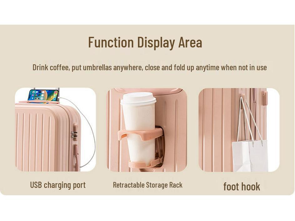 20-Inch Lightweight Women's Leather Carry-On with Silent Wheels and Multi-Functional Design