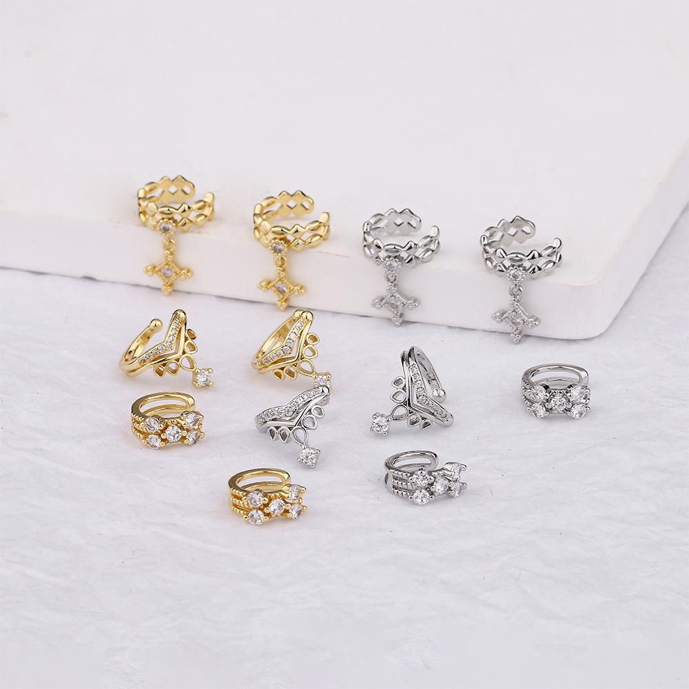 1pc Delicate Zircon Cute Clip Earrings for Women Female No Piercings Buckle Ear Cuff Fake Cartilage Ear Fashion Jewelry EF129