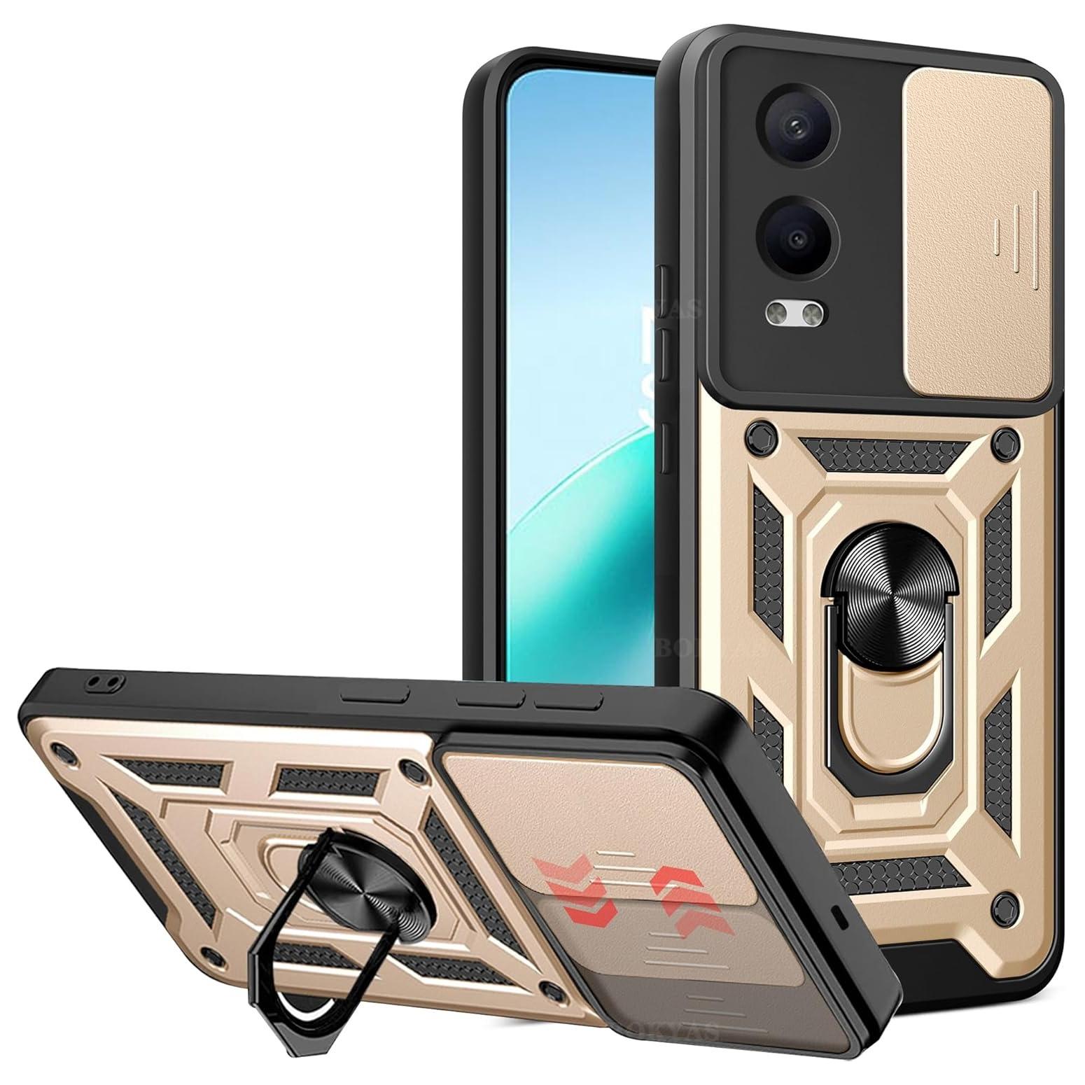 

Чехол-подставка Armor Case для OnePlus Nord CE 4 Lite 5G Cover с защитным кольцом для объектива Magnetic Holder Coque Fundas OnePlus Nord CE4Lite золотой