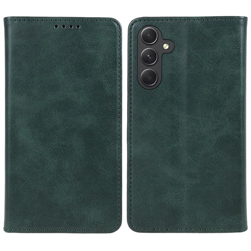 

For Samsung Galaxy A55 5G Case Calf Texture PU Leather Shell Slim-Fit Mobile Phone Cover Green