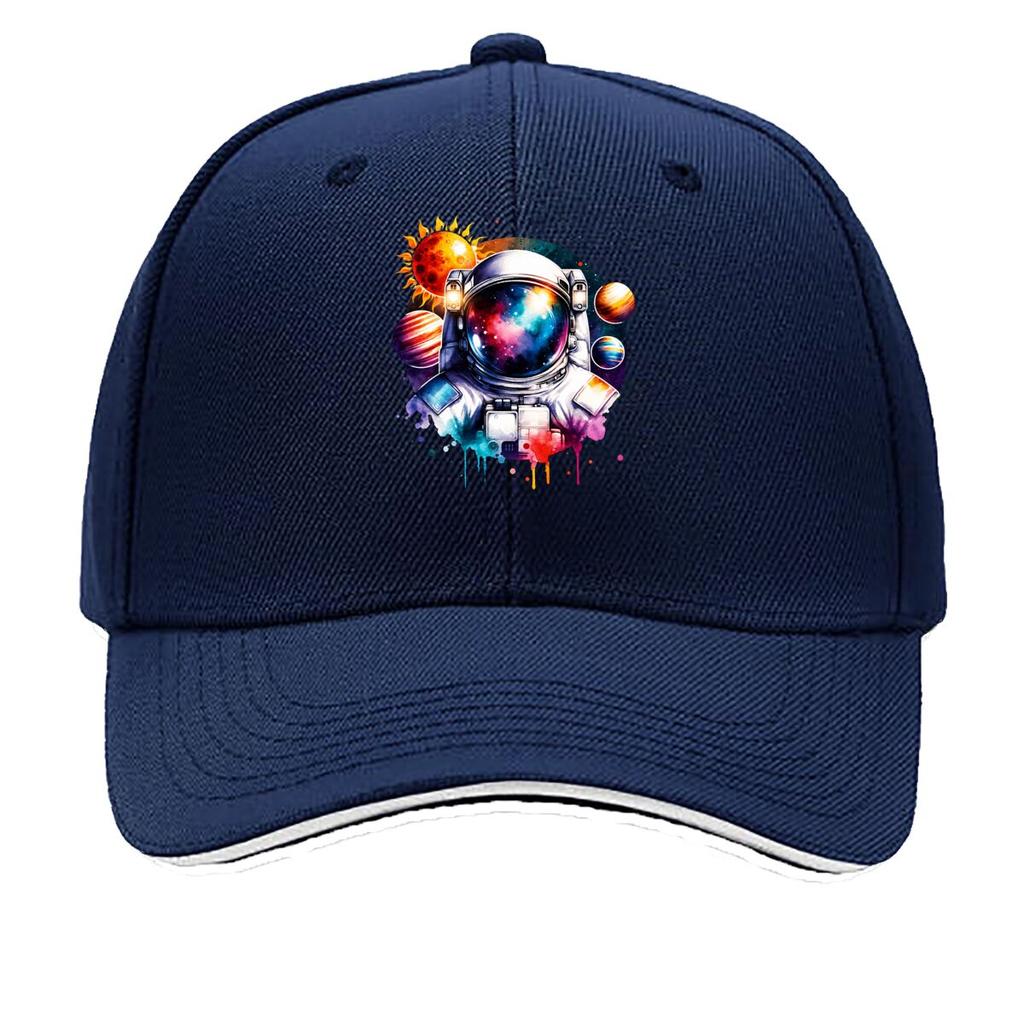 Colorful Astronaut Space Galaxy Planets Sun Illustration Sandwich Baseball Cap Unisex Women Sun Cap Outdoor Workouts Hat