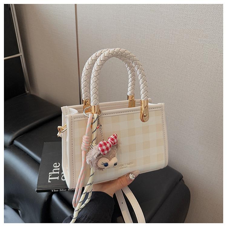 Popular small bag women's summer new versatile plaid messenger bag portable small square bag