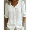 1116 New European and American Doll Collar Lapel Shirt, Solid Color Casual Button-down Shirt