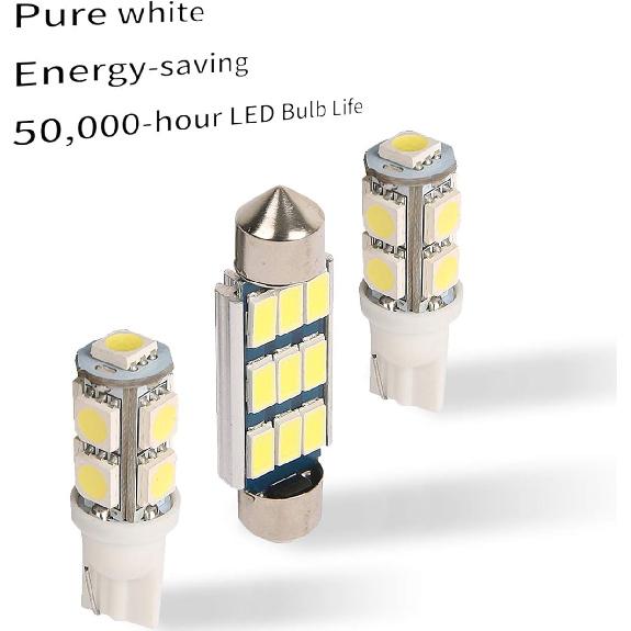 Hooke Road JK Wrangler Dome Light Bulbs, Interior Bright White Upper LED Reading Map Lights Kit for 07-18 Jeep JK Wrangler - 3PCS