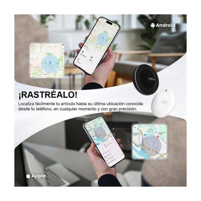 Localizador Leotec EasyTag Dual- Negro- Incluye Llavero Blanco